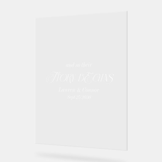 Modern Elegant Verhaal Begint Huwelijksscript Welk Acryl Bord (Hoek)