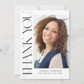 Modern Elegant Vertical Two Photo Afstuderen Bedankkaart (Voorkant)