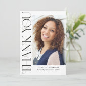 Modern Elegant Vertical Two Photo Afstuderen Bedankkaart (Staand voorkant)