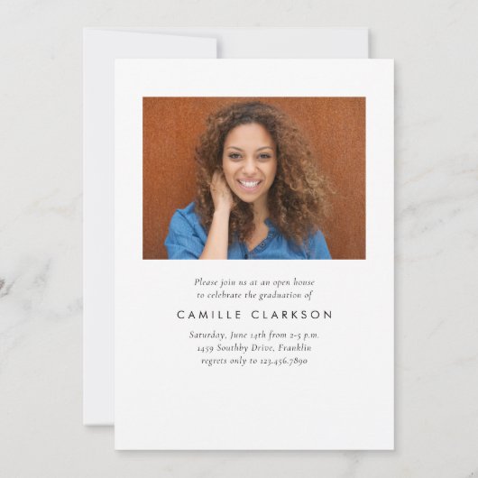 Modern Elegant Vertical Two Photo Afstuderen Kaart (Achterkant)