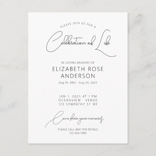 Modern Elegant Viering van het Leven Uitnodiging (Voorkant)