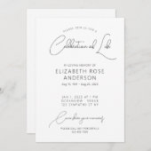 Modern Elegant Viering van het Leven Uitnodiging (Voorkant / Achterkant)