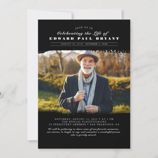 Modern Elegant Viering van het Leven Uitvaart Foto Kaart (Voorkant)