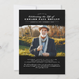 Modern Elegant Viering van het Leven Uitvaart Foto Kaart