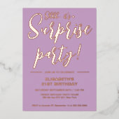 Modern Elegant Violet 21e Verrassingsverjaardag Folie Uitnodiging (Voorkant)