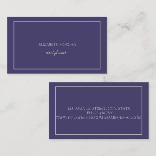 Modern elegant Violet Simple Minimalist Lijst Visitekaartje (Voorkant / Achterkant)