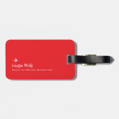 Modern Elegant Vliegtuig Levendig ROOD Bagagelabel (Achterkant horizontaal)