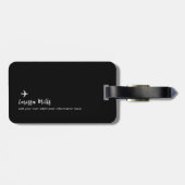 Modern Elegant Vliegtuig Zwart Wit Bagagelabel (Achterkant horizontaal)