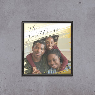Modern Elegant voegt foto familiefortret met naam  Folie Afdrukken