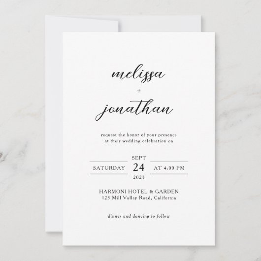 Modern Elegant Volledige Fotoscript Monogram Bruil Kaart (Voorkant)