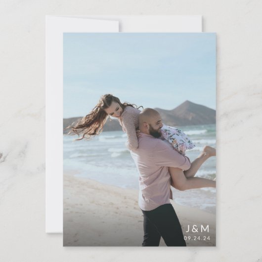 Modern Elegant Volledige Fotoscript Monogram Bruil Kaart (Achterkant)