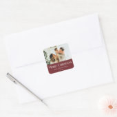 Modern Elegant Vrolijk Kerstfeest Custom Red Vierkante Sticker (Envelop)