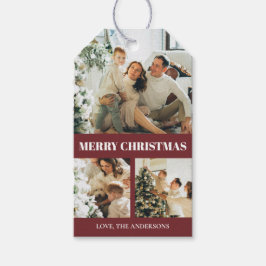 Modern Elegant Vrolijk Kerstfeest Familie Foto Roo Cadeaulabel