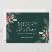 Modern Elegant Vrolijk Kerstgroen Flat Feestdagenkaart (Voorkant)