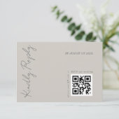 Modern Elegant Warm Grijs Trouwen QR-code RSVP Kaartje (Staand voorkant)