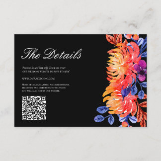 Modern Elegant Watercolor Bouquet Floral Wedding Informatiekaartje