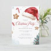 Modern Elegant Watercolor Christmas Party Kaart (Staand voorkant)