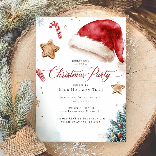 Modern Elegant Watercolor Christmas Party Kaart