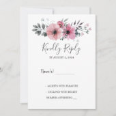 Modern elegant watercolor flowers Wedding RSVP Kaart (Voorkant)