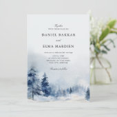 Modern Elegant Watercolor Winter wedding Kaart (Staand voorkant)
