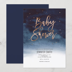 Modern, Elegant, Waterverf, Baby Shower Kaart
