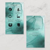 Modern Elegant Waterverf Blauwgroen juwelen Visitekaartje (Voorkant / Achterkant)