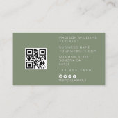 Modern Elegant Waterverf Bloemist QR Code Visitekaartje (Achterkant)