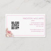 Modern Elegant Waterverf Bloemist QR Code Visitekaartje (Achterkant)