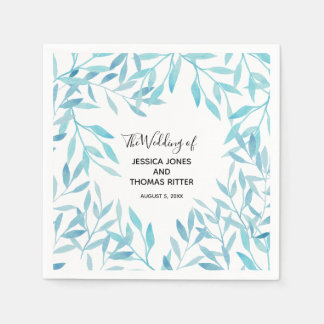 Modern Elegant Waterverf Floral Blue Servet