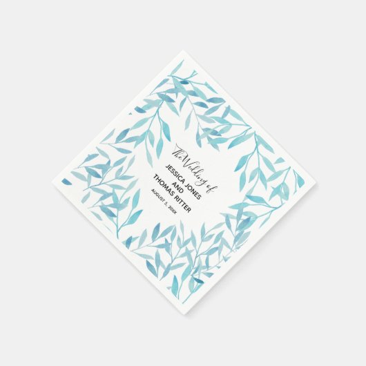 Modern Elegant Waterverf Floral Blue Servet (Hoek)