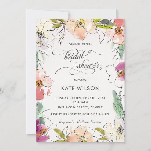 Modern Elegant Waterverf Floral Vrijgezellenfeest Kaart (Voorkant)