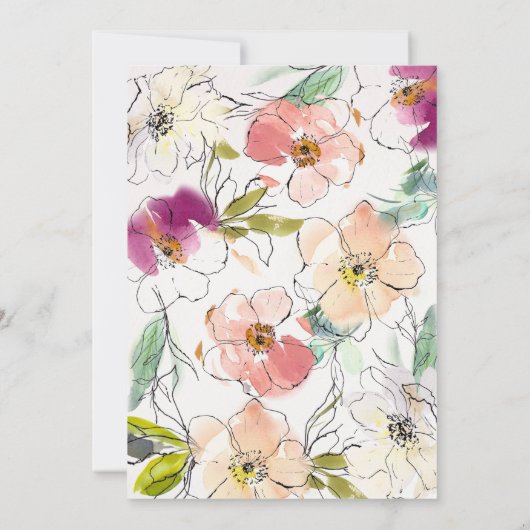 Modern Elegant Waterverf Floral Vrijgezellenfeest Kaart (Achterkant)