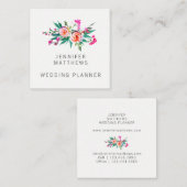 Modern Elegant Waterverf Floral Wedding Planner Vierkante Visitekaartje (Voorkant / Achterkant)