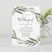 Modern Elegant Waterverf Green Leaf Wedding Kaart (Staand voorkant)