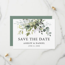 Modern Elegant Waterverf Greenery Sage Green Save The Date