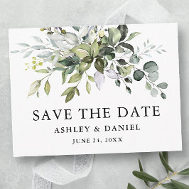 Modern Elegant Waterverf Greenery Save the Date Briefkaart