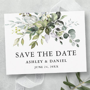 Modern Elegant Waterverf Greenery Save the Date Briefkaart