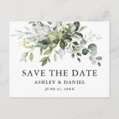 Modern Elegant Waterverf Greenery Save the Date Briefkaart (Voorkant)