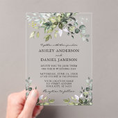 Modern Elegant Waterverf Greenery Wedding Acryl Uitnodigingen (Insitu (Draagbaar))
