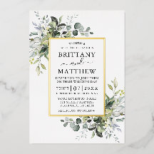 Modern Elegant Waterverf Greenery Wedding Gold