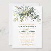 Modern Elegant Waterverf Greenery Wedding Gold Kaart (Voorkant)