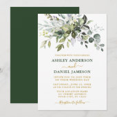 Modern Elegant Waterverf Greenery Wedding Gold Kaart (Voorkant / Achterkant)