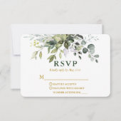 Modern Elegant Waterverf Greenery Wedding Gold RSVP Kaartje (Voorkant)