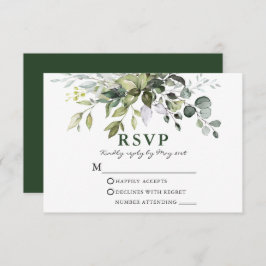 Modern Elegant Waterverf Greenery Wedding RSVP Kaartje