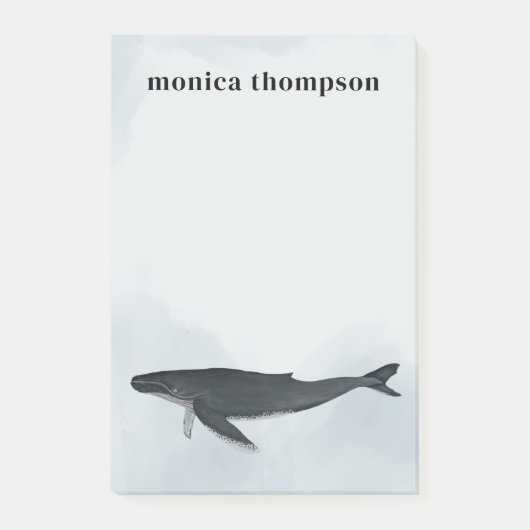 Modern Elegant Waterverf Humpback Whale Post-it® Notes (Voorkant)