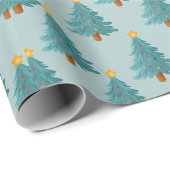 Modern Elegant Waterverf kerstboompatroon Cadeaupapier (Rol Hoek)