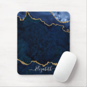 Modern Elegant Waterverf Marble Geode Blue Gold Muismat (Met muis)