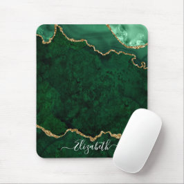 Modern Elegant Waterverf Marble Geode Green Gold Muismat