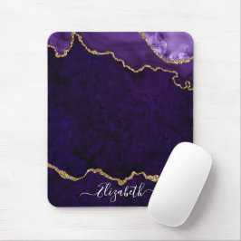 Modern Elegant Waterverf Marble Geode Paars Gold Muismat