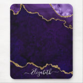 Modern Elegant Waterverf Marble Geode Paars Gold Muismat (Voorkant)